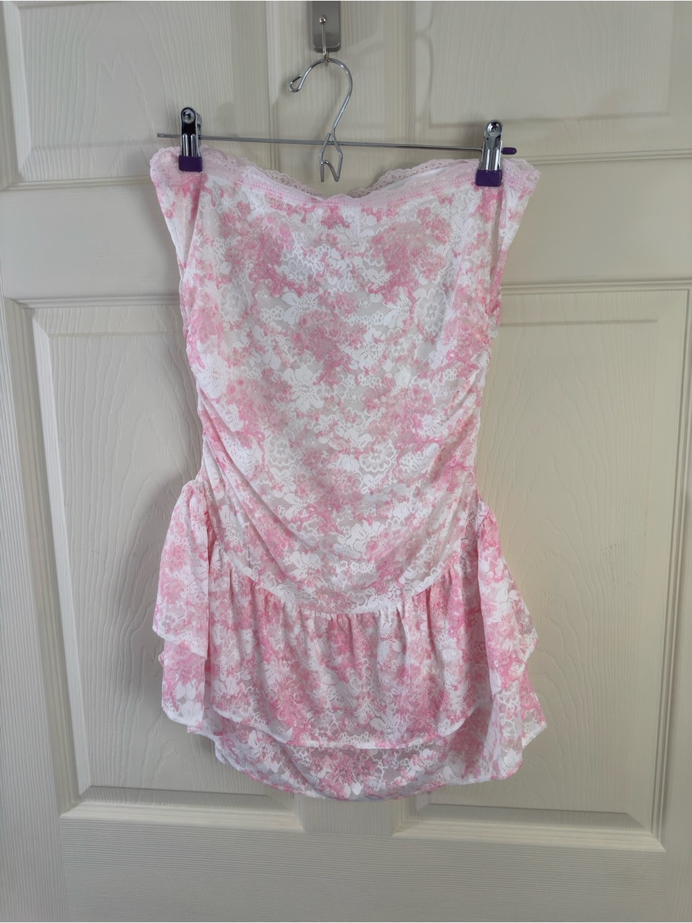 PINK LoveShackFancy Strapless Lace Mini Dress Sz Medium NWT - Picture 4 of 7